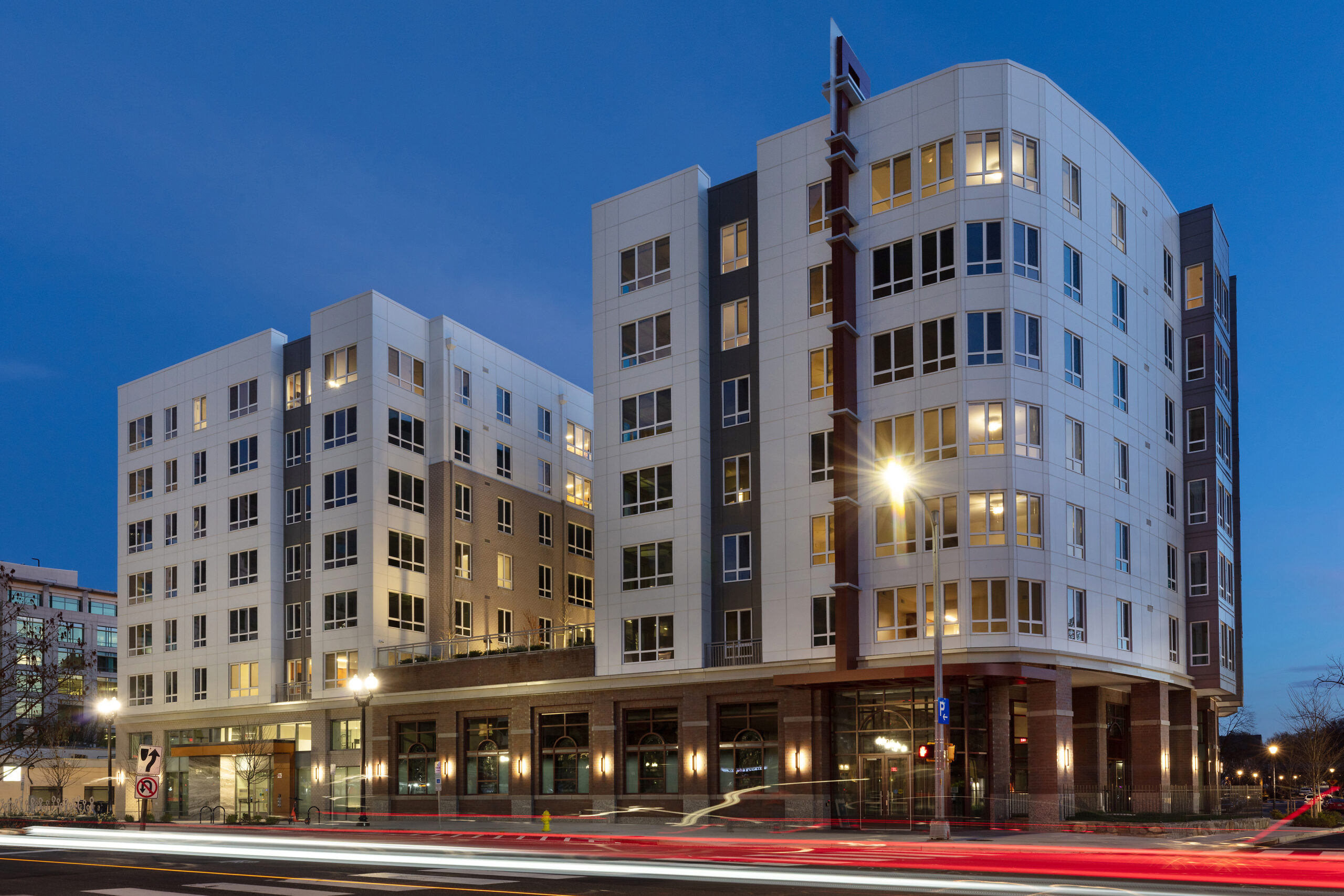 Photograph of two white building blocks