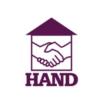 HAND logo depicting a handshake inside a house frame