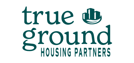 True ground logo with icon to right